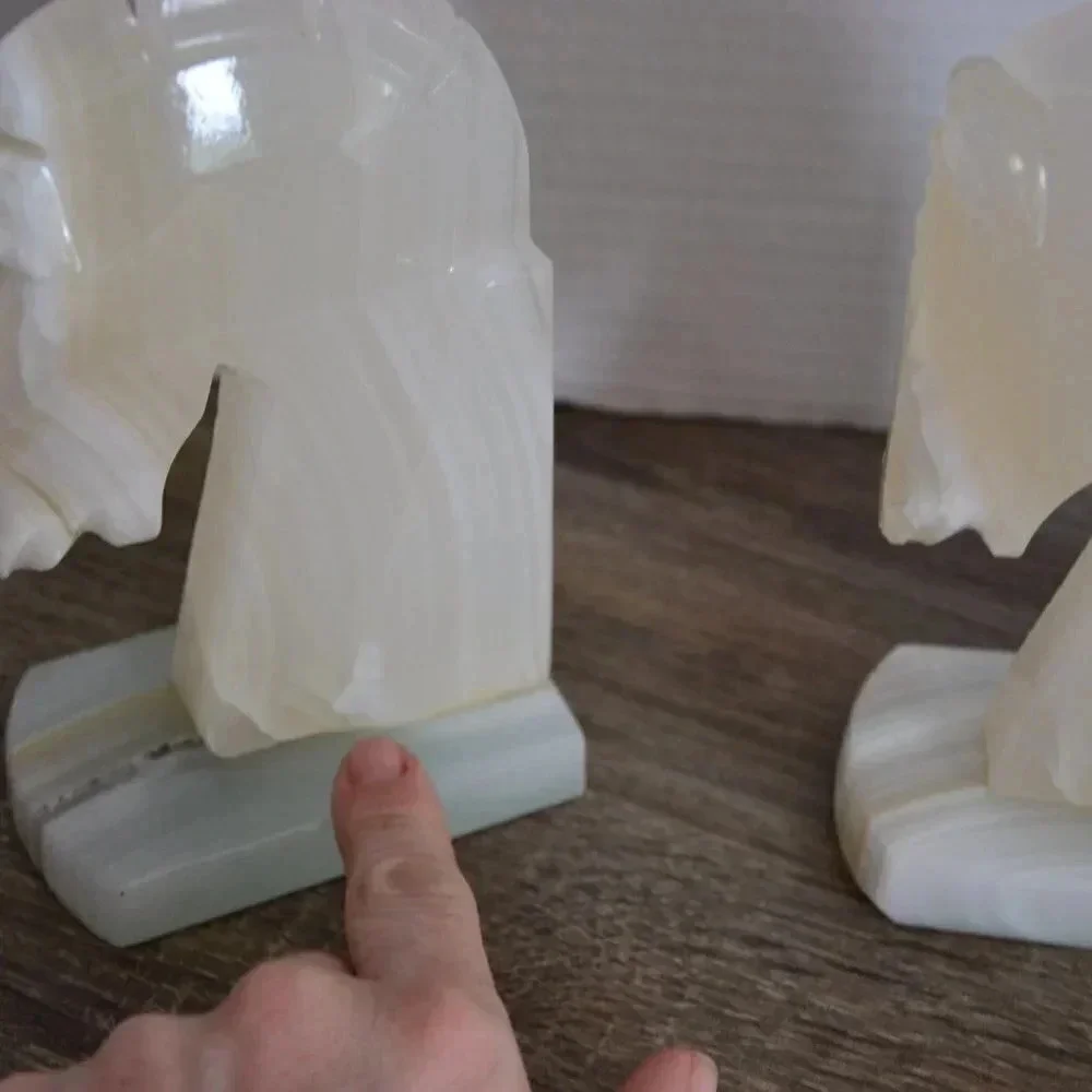 Vtg  Onyx Horse Head Book Ends - Picture 8 of 9